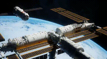 神州飞船与空间站对接模拟效果图.