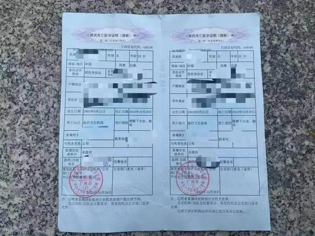 小木的死亡证明 来源:上游新闻