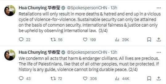 图片来源:中国外交部部长助理,发言人华春莹社交媒体截图