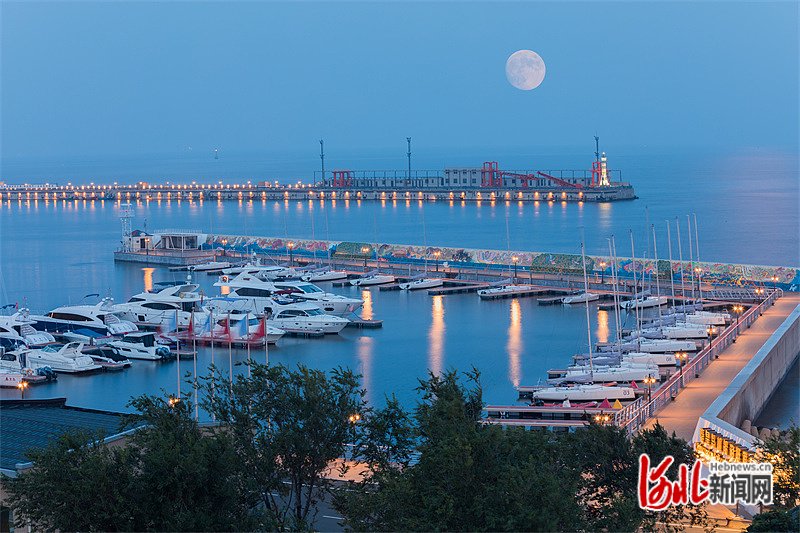 7月14日拍摄的秦皇岛国际旅游港帆船游艇码头.