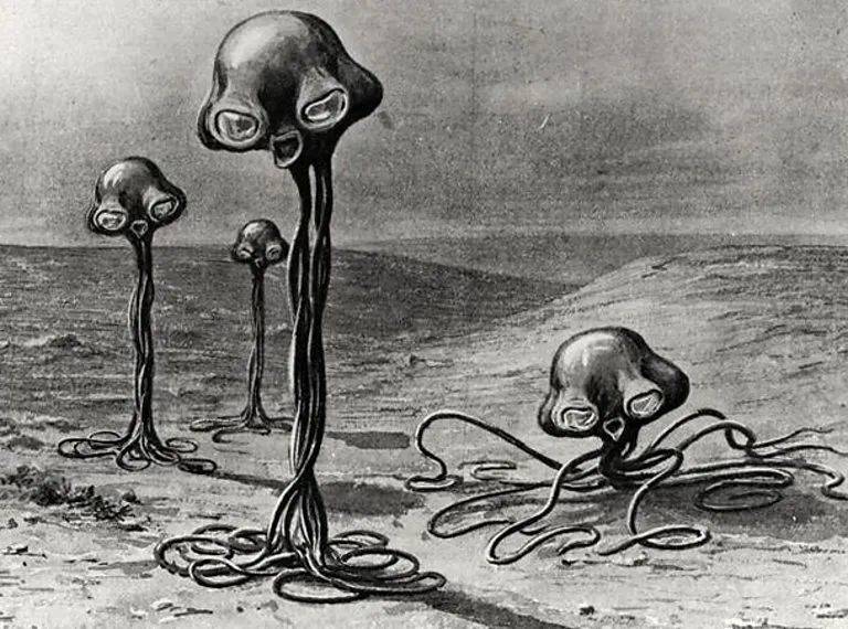 法国插画家m.迪杜瓦(m. dudouyt)创作的威尔斯的火星人(1917).