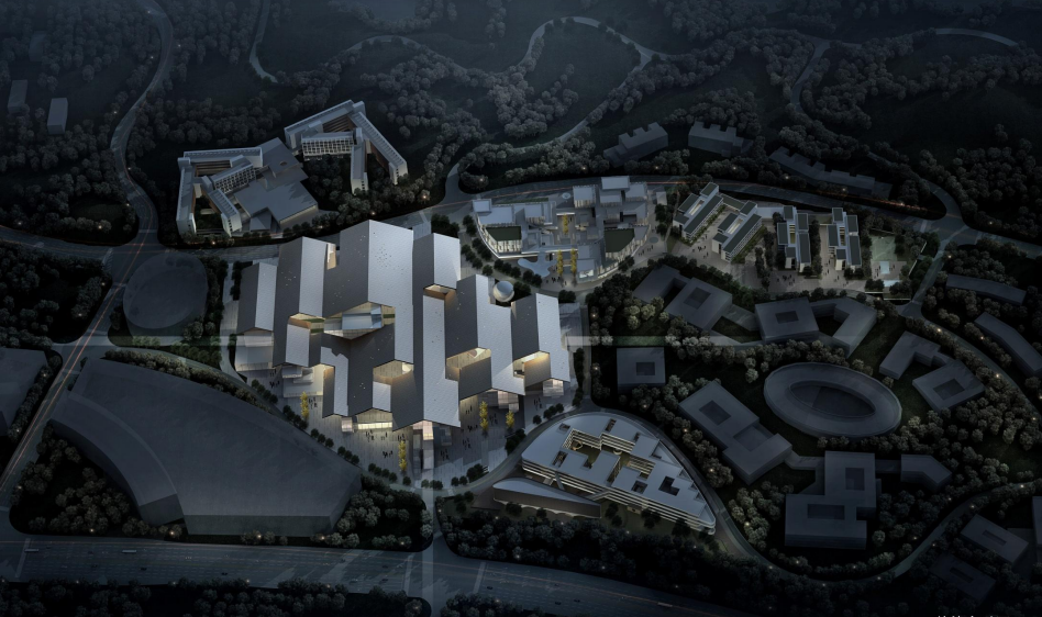 两江新区协同创新区"一带一路"国际技术交流中心项目俯瞰效果图.
