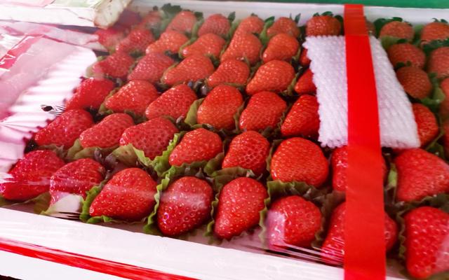 北京东城区特吉特果蔬市场售卖的丹东草莓. 新京报记者 刘欢 摄