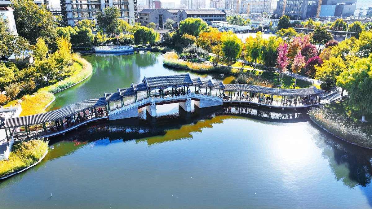 秋日午后,西海子公园色彩斑斓. 记者 常鸣/摄