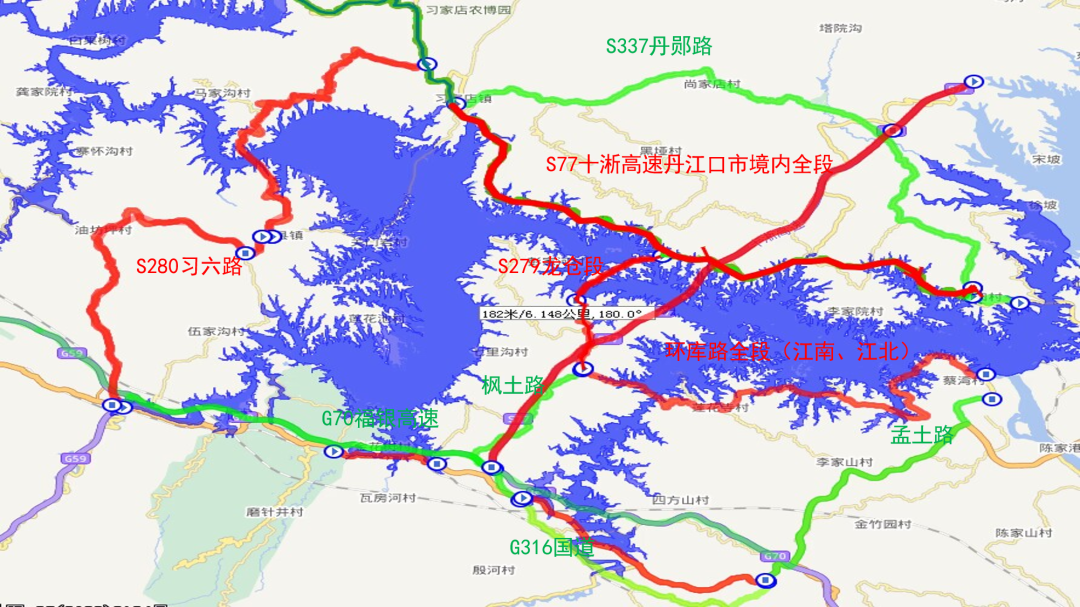 土武一级路,环库路江南,江北全段,s77十淅高速丹江口市境内全段(丁家