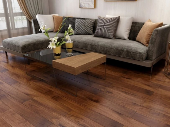 黑核桃地板)(▲西部光影 久盛黑核桃地板)3,明亮红棕色红色代表着热情