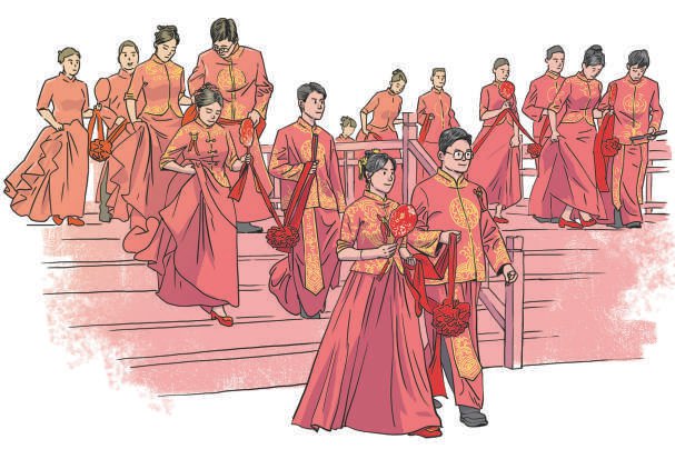 通州区潞城镇移风易俗,为新人举办集体婚礼.插图/琚理