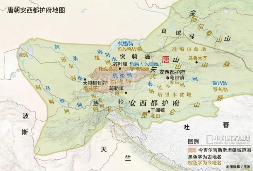 唐朝安西都护府示意图.(图片来源:中国国家地理)