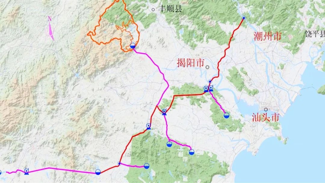 将韩江水资源调配至汕头市潮阳区,潮南区和揭阳普宁市以及潮州市潮安