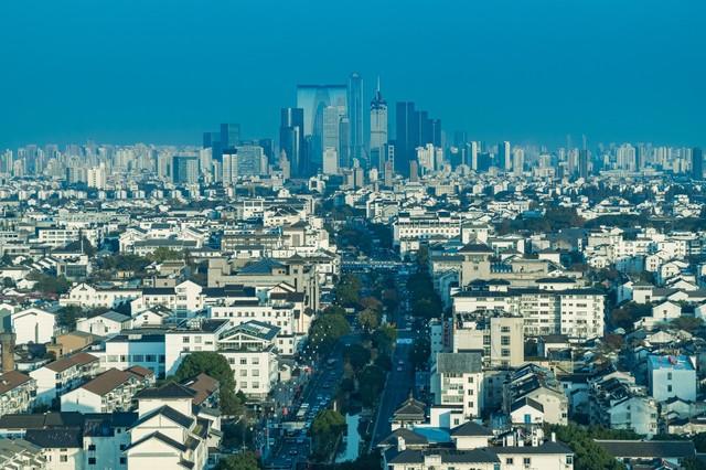 俯瞰苏州市区 资料图片 图据图虫创意