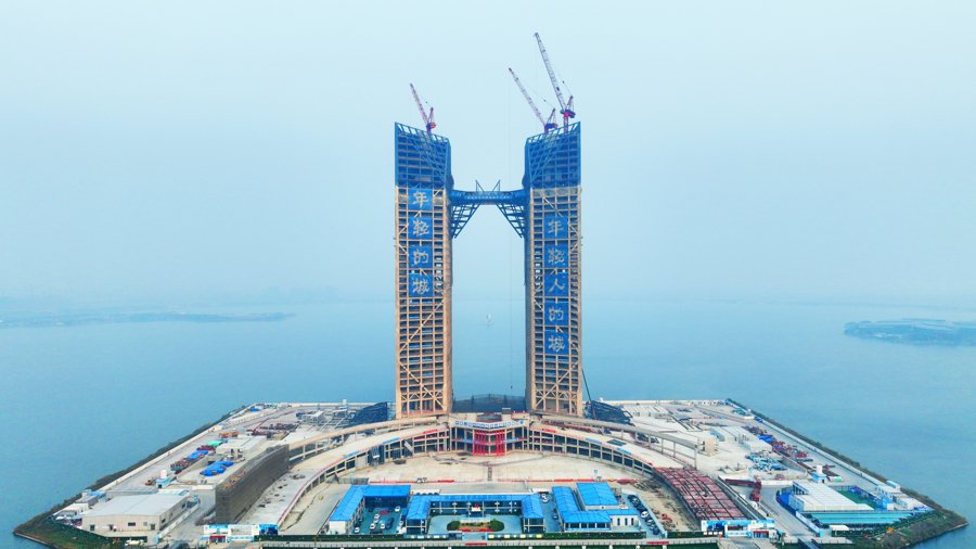 上海这座双子摩天楼又迎工程重要节点,建成后将成区域新地标|上海市