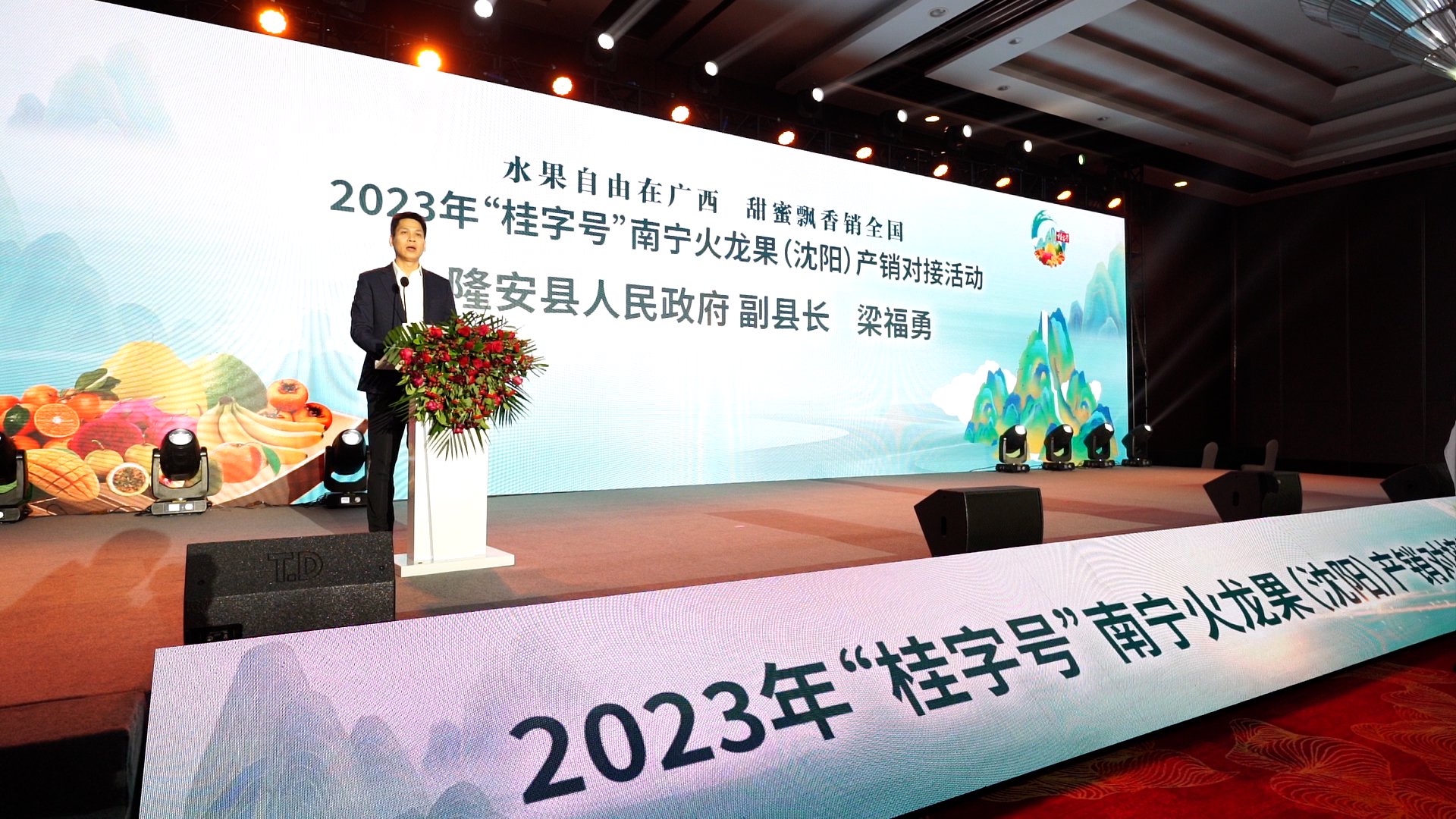 图为隆安县人民政府副县长梁福勇致辞(陈建倬摄)