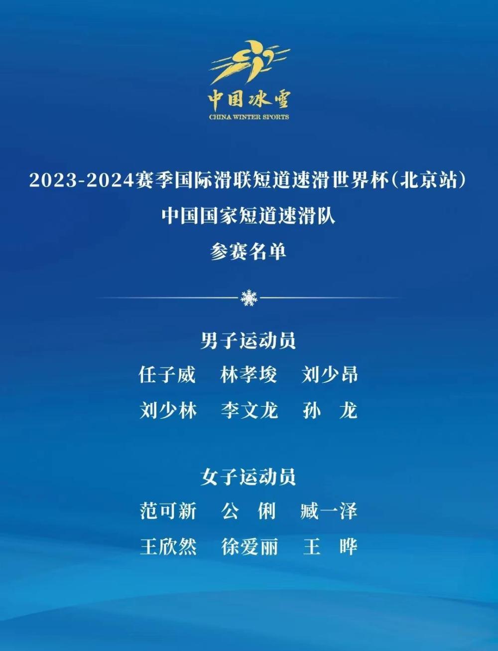 短道速滑世界杯北京站即将开战,中国队名单公布|短道速滑_新浪财经