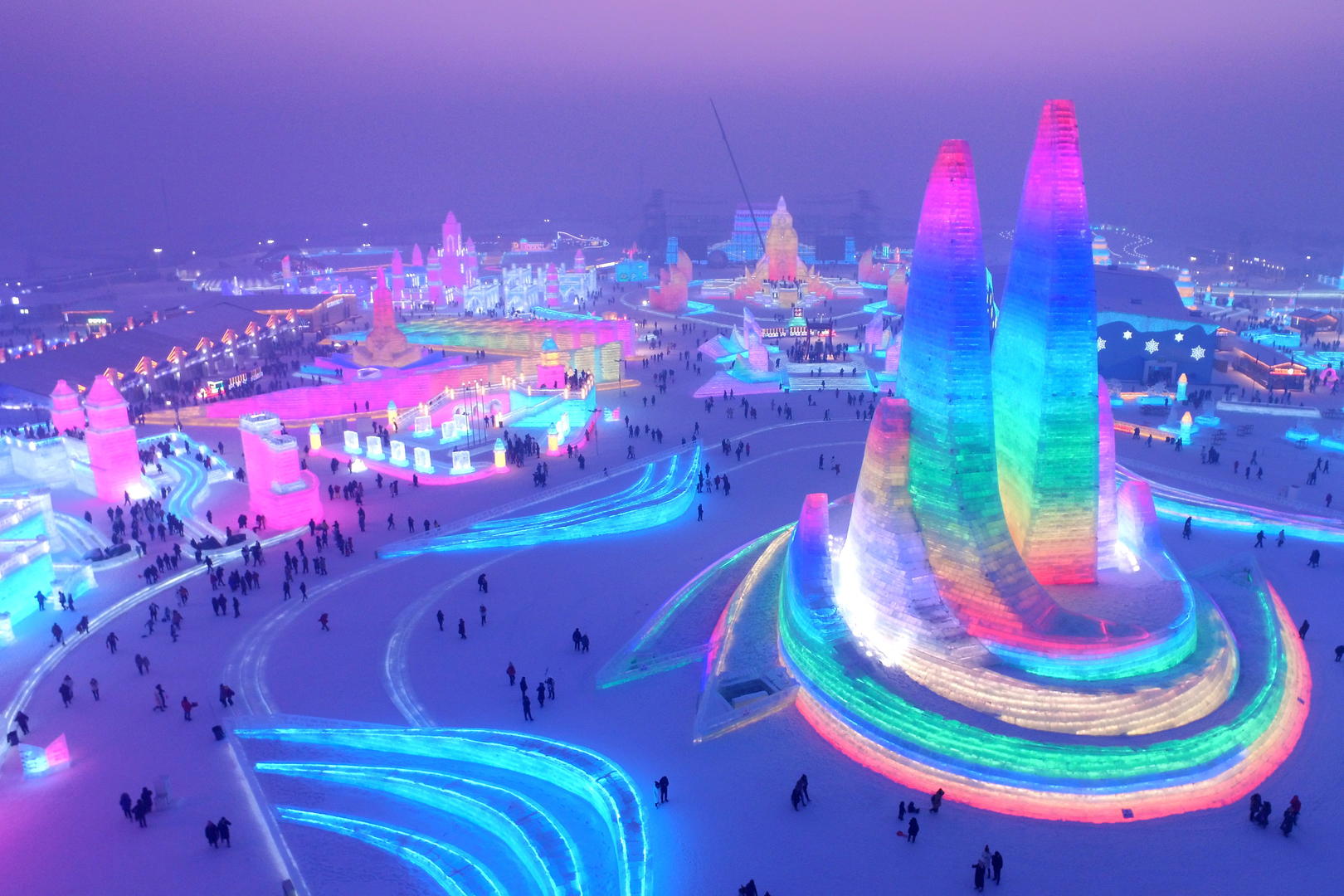 2020年1月4日,黑龙江哈尔滨,第36届哈尔滨国际冰雪节即将开幕.