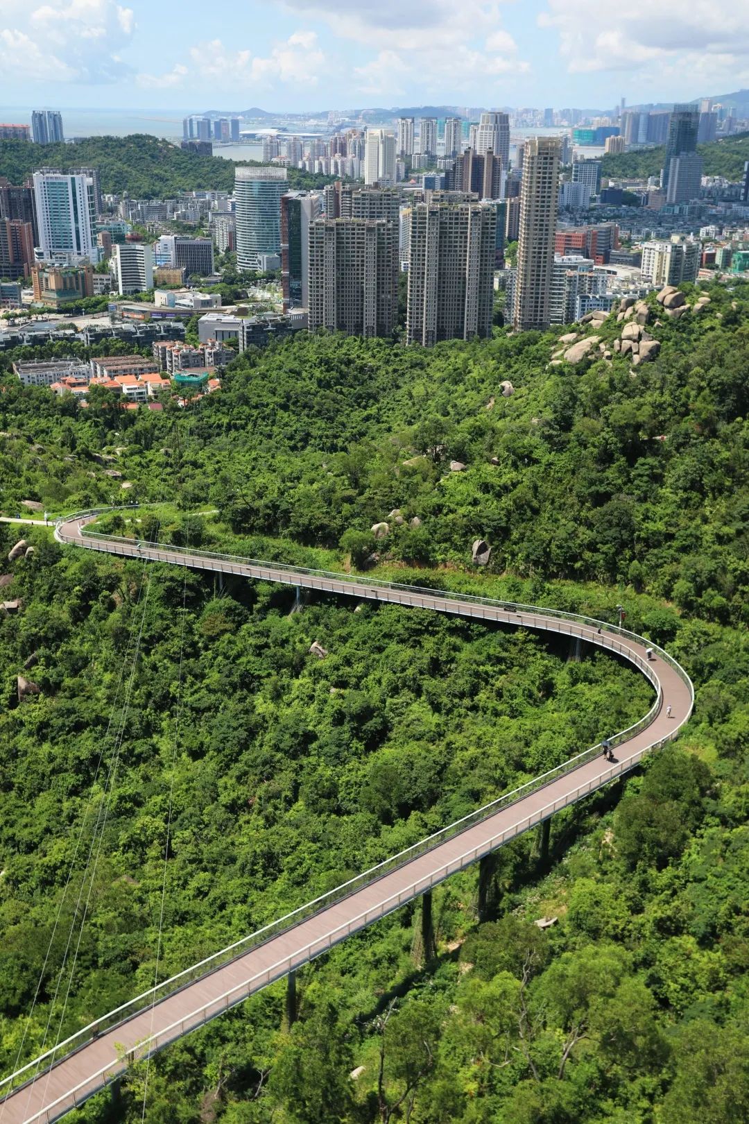 1公里,是全国首条健康智能步道,背靠板樟山而建的景山道,在眼前徐徐