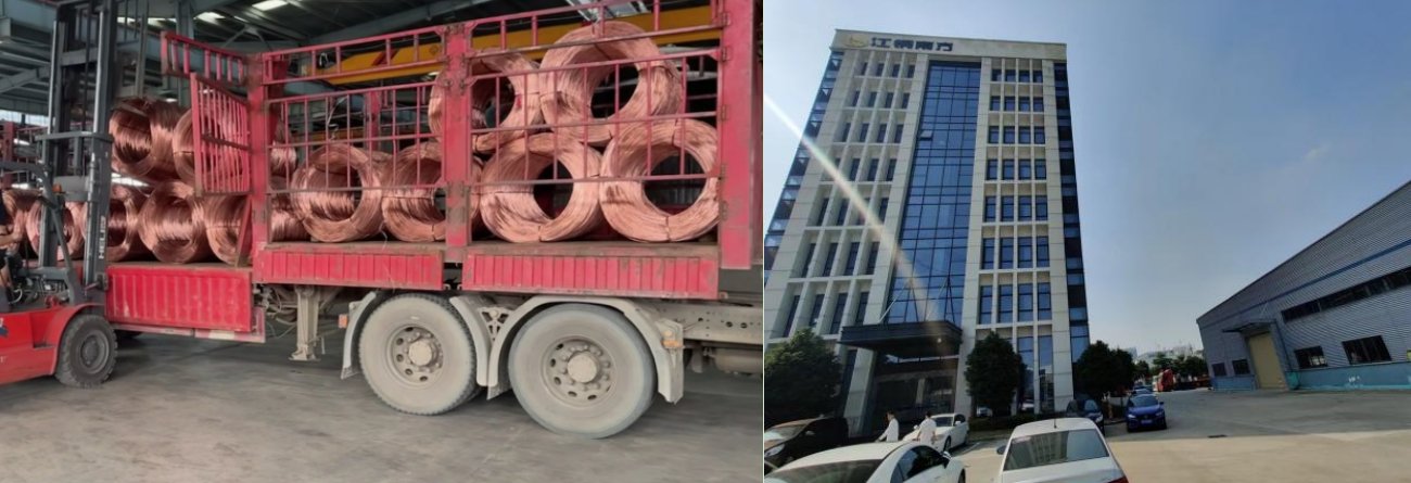 广州某铜材厂内正在作业的车辆 江铜集团位于广州的某产业链公司（财联社记者摄）