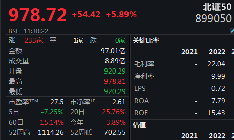 北证50单边大涨近6%,沪指陷入“冰点”盘中失守3000点