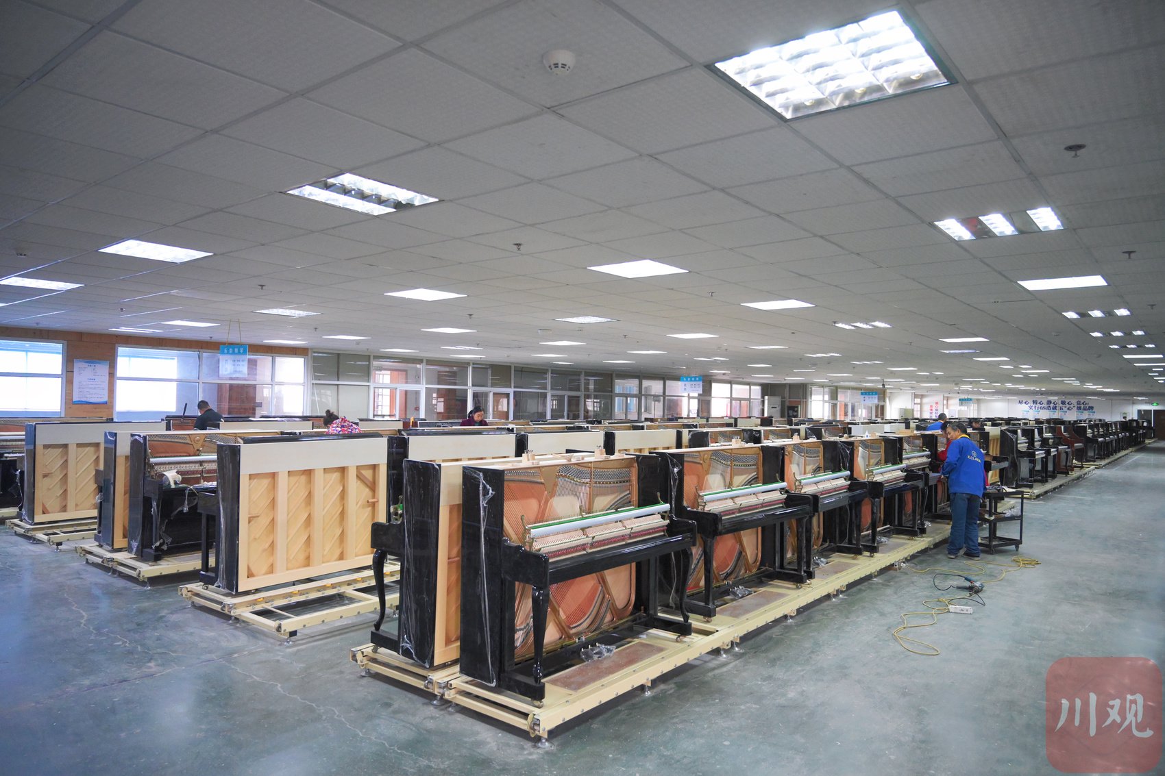 在东衡村钢琴产业园内，有150余家钢琴企业，钢琴全身上下8800个零件都可以在园区实现生产装配。李志强 摄