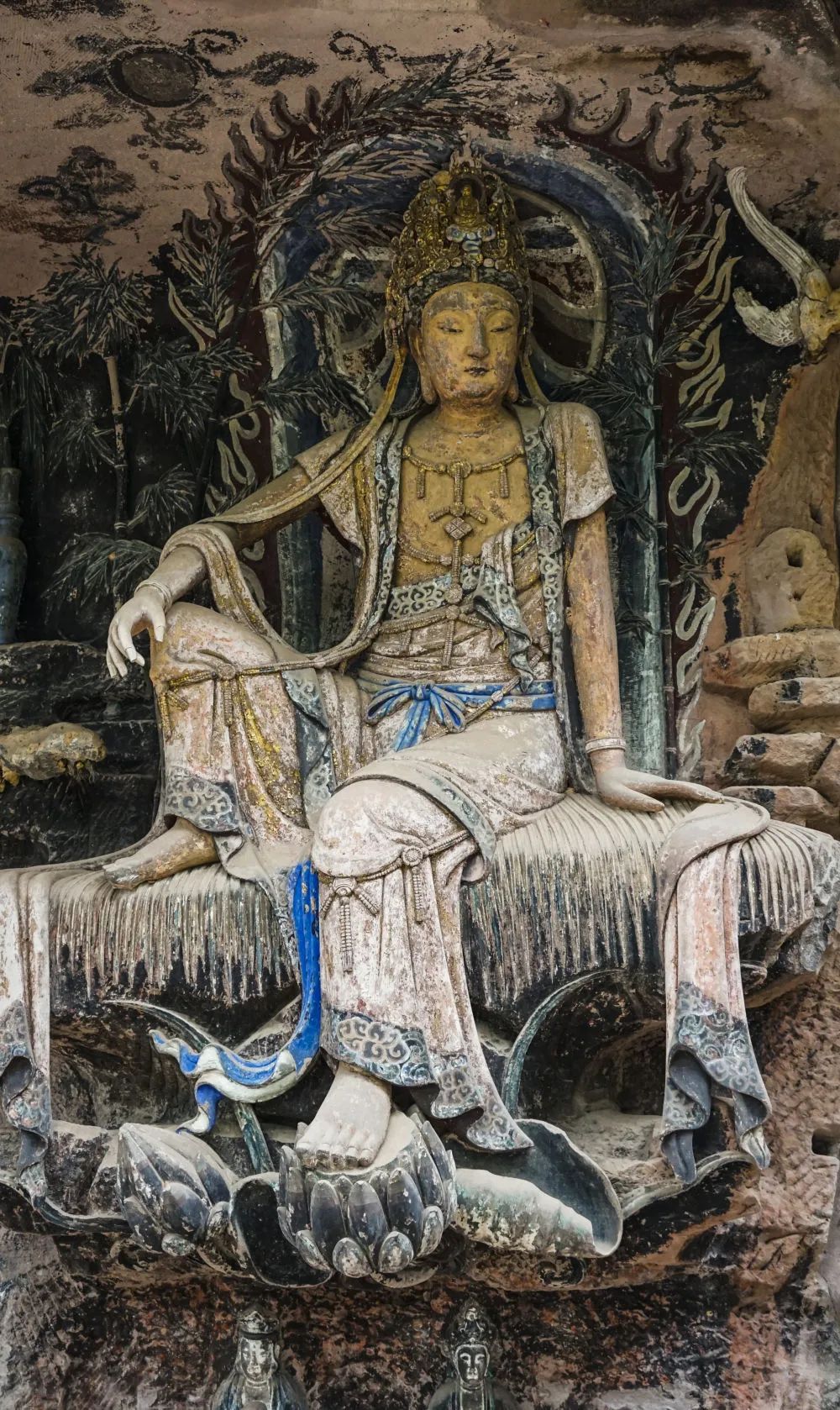 9月21日,四川省资阳市安岳县毗卢洞的水月观音造像.