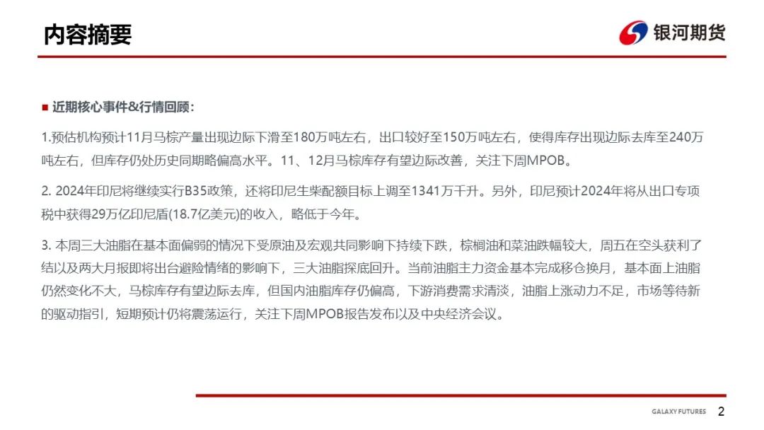 【油脂周报】油脂上涨动力仍缺，关注下周MPOB及中央经济会议