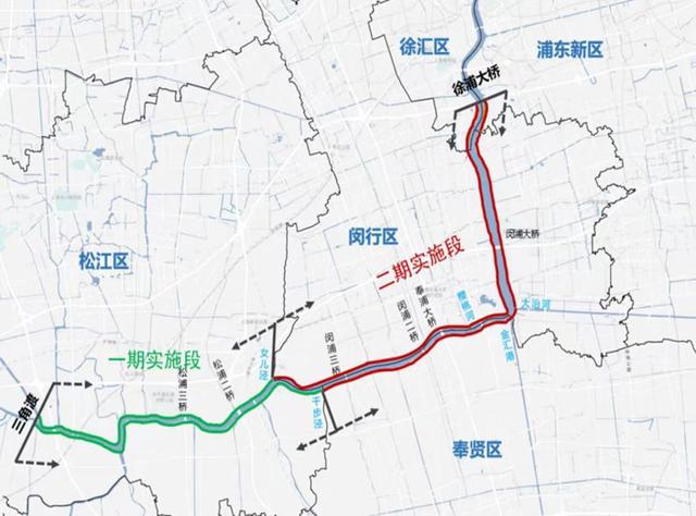 一期工程由上海市堤防泵閘建設運行中心負責建設,位於松江區內,西起