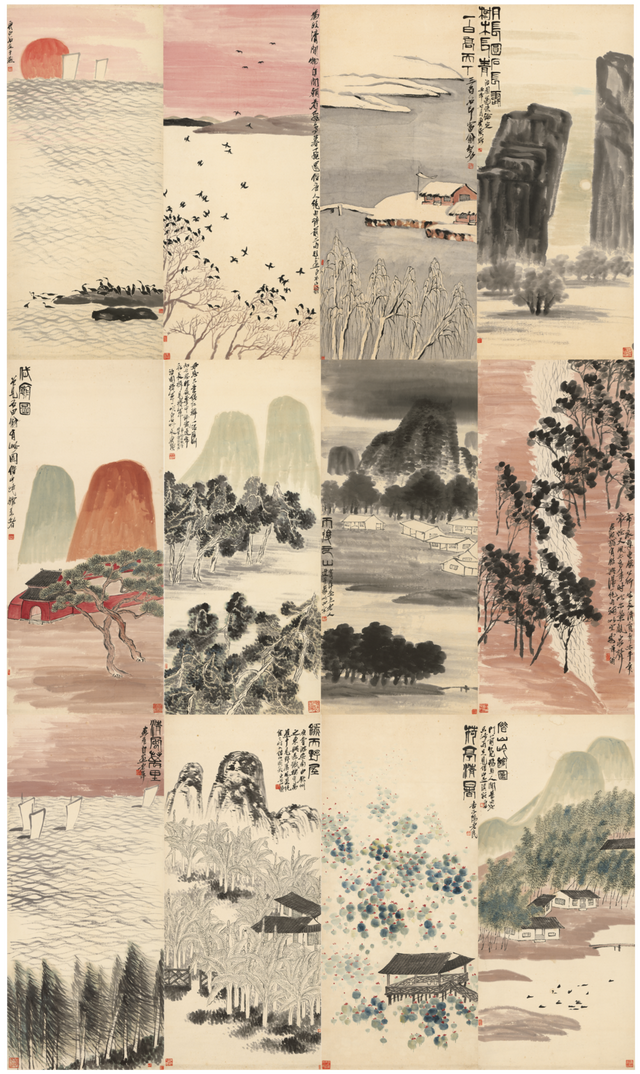 齐白石大展新年前开启丨巅峰之作《四季山水屏》限时展出