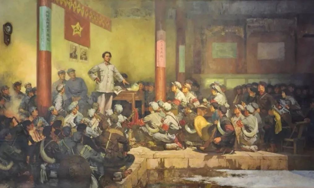 ▲1929年12月28日至29日,古田会议通过了毛泽东起草的《中国共产党红军第四军第九次代表大会决议案》。