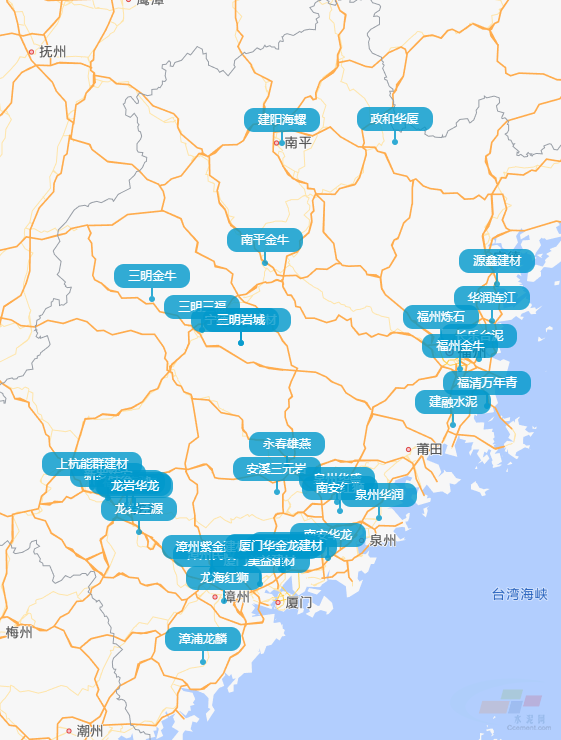 福建省粉磨站分布情况图