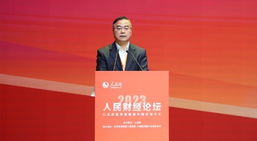 交通运输部政策研究室主任刘鹏飞致辞.人民网记者 王天乐摄