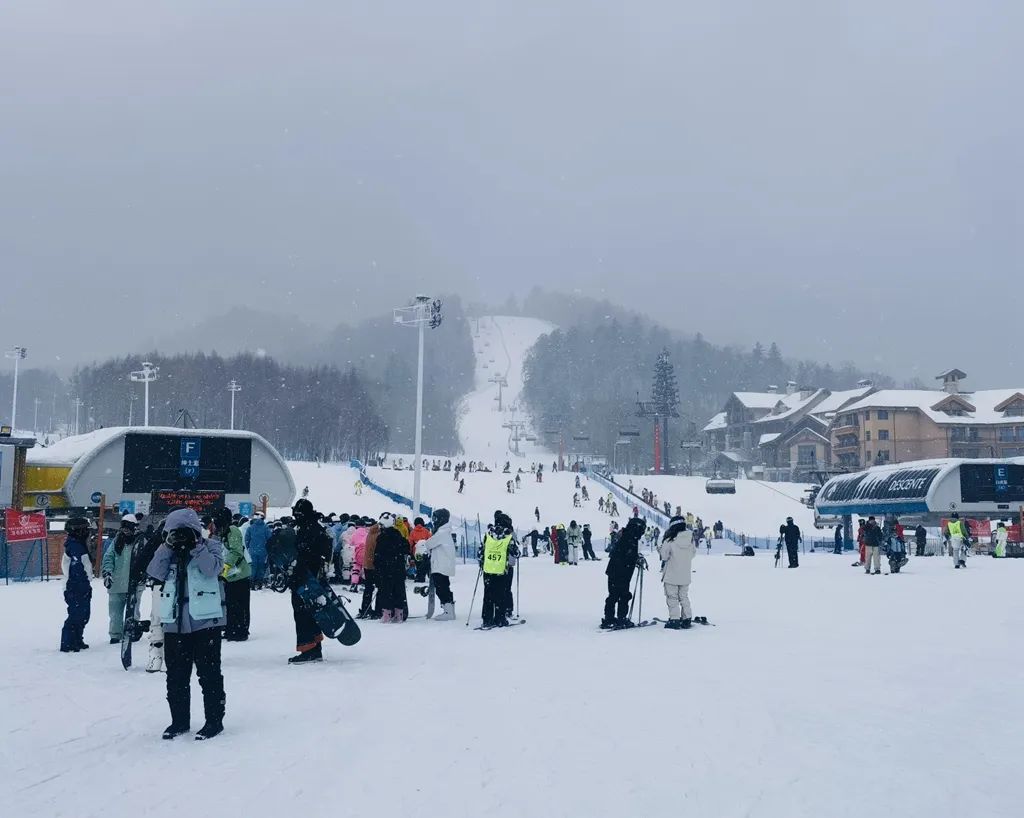 12月31日，长白山某滑雪场游人如织 本报记者 段芳媛 摄