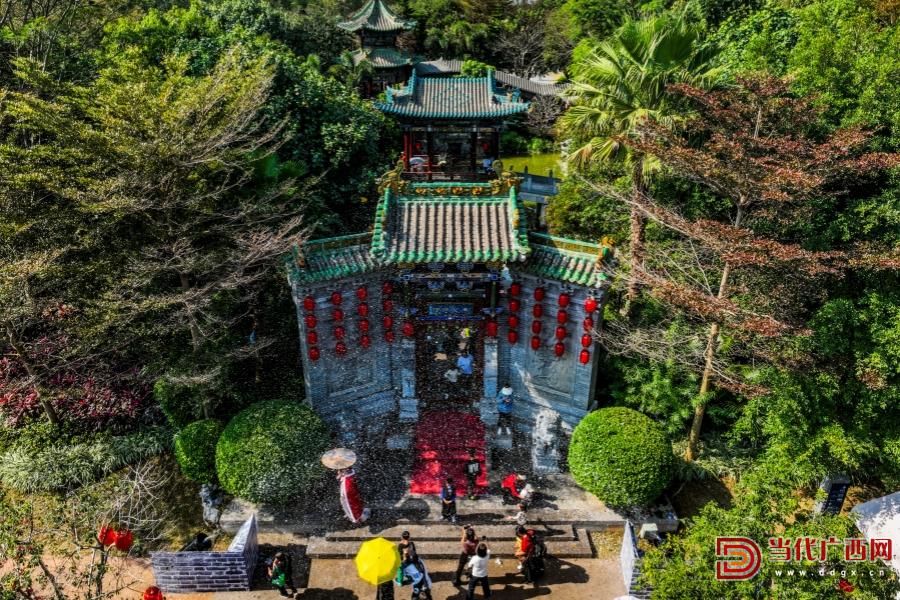 游客在南宁园博园体验"飘雪".记者 刘峥 摄