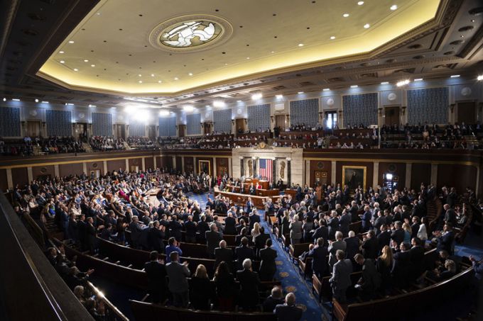 美国国会开会场景(资料图)