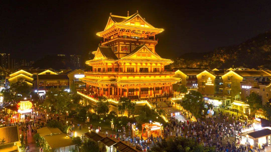 窑埠古镇夜景灯光.