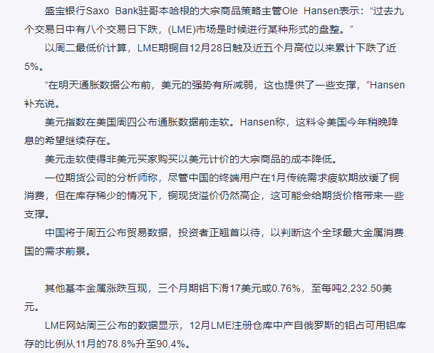 期铜持稳，受助于套利买盘和美元走软-LME市场报道