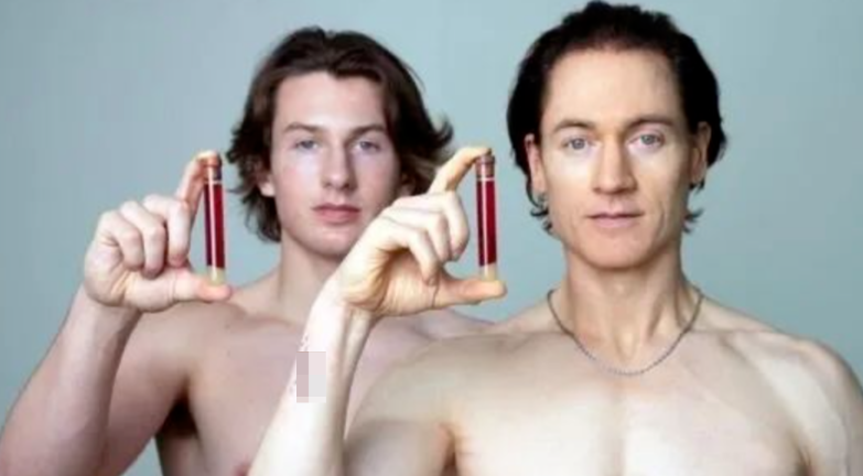 ▲布莱恩在体内输入儿子提供的血浆