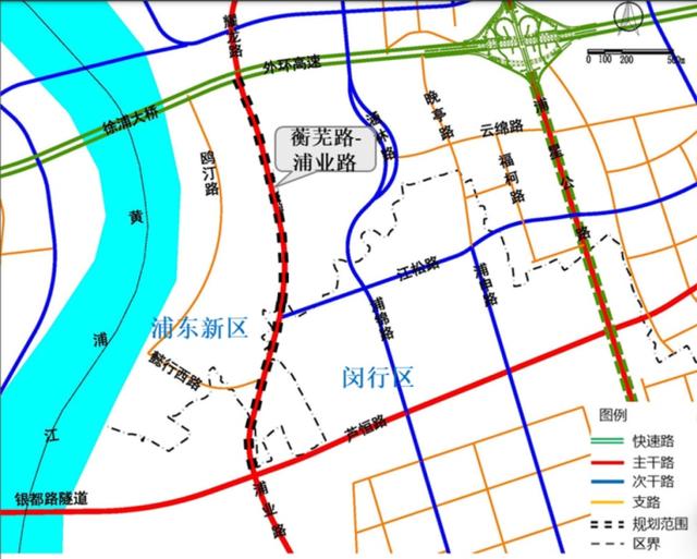 规划范围蘅芜路-浦业路位于外环高速以南,黄浦江东侧,是联系浦东新区