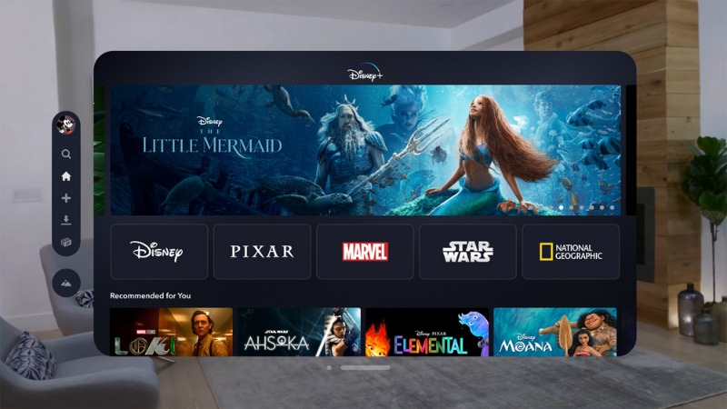在vision Pro上可不雅看Disney+影片（着手：苹果官网）
