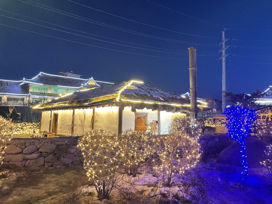 这是1月10日在吉林省延边朝鲜族自治州延吉市拍摄的夜景