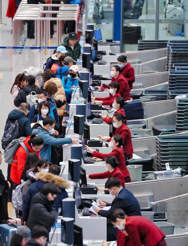 1月25日,首都机场客流较平日显著上升.新京报记者 陶冉 摄