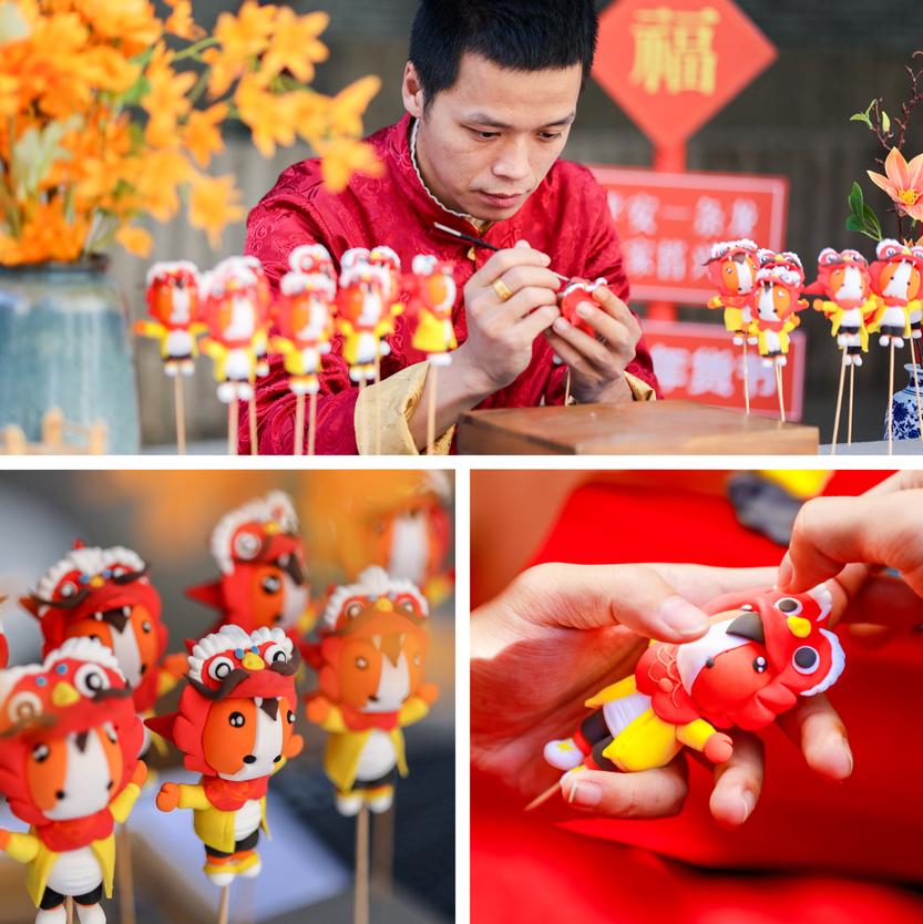 非遗手工艺人现场捏面人,捏捏捏