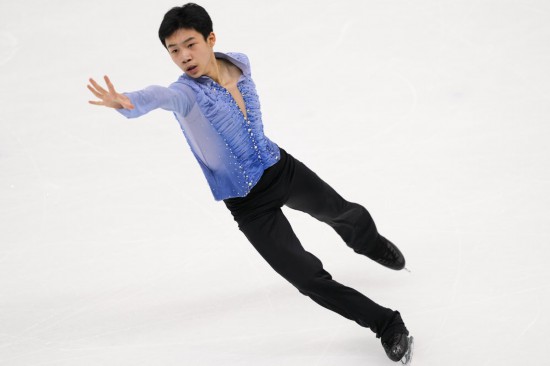 1月29日,中国选手田桐赫在自由滑比赛中.