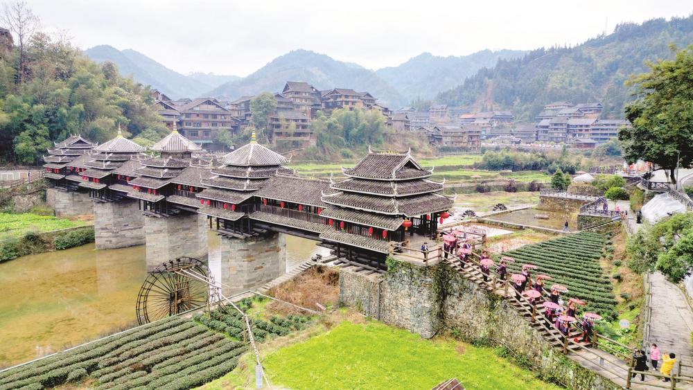 年关临近,广西柳州市三江侗族自治县程阳八寨,布央茶园等侗寨和景区的