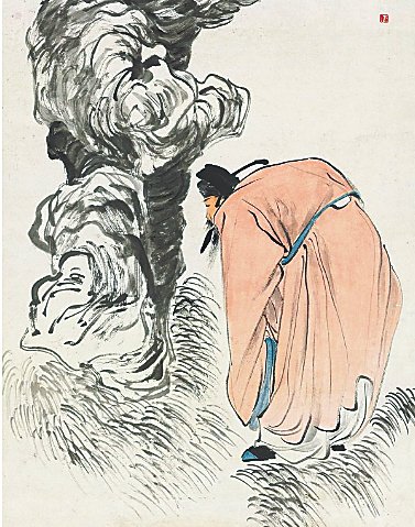 任伯年(清)画作《米癫拜石图》.资料图