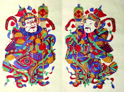 传统木版门神年画《神荼·郁垒》&nbsp;佚名