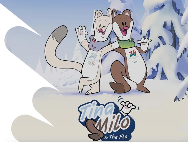 吉祥物蒂娜（左）和米洛的原型是两只白釉。 米兰冬奥会官网截图