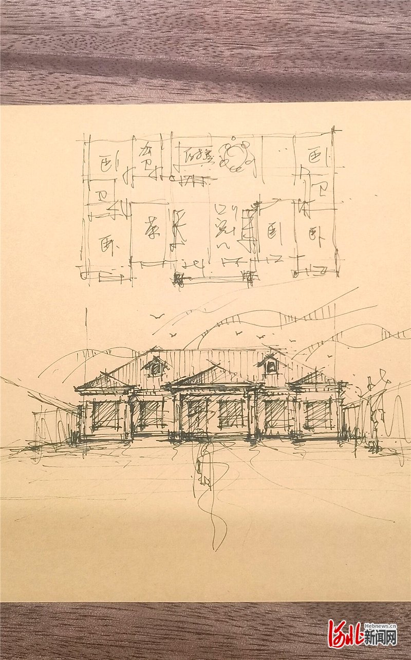 1月5日,卢小军手绘的户型及平面设计效果图. 河北日报记者 白 云摄