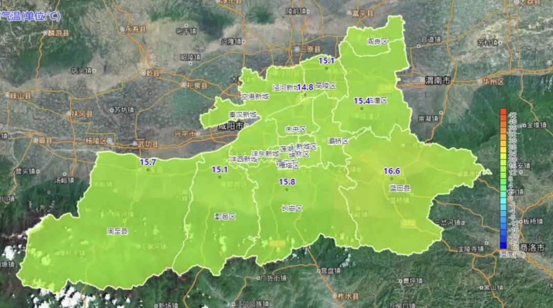 16时西安市气温实况图