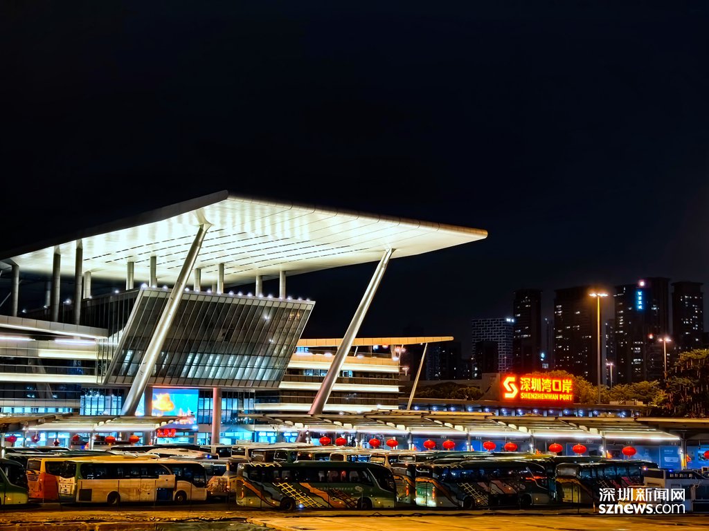 深圳湾口岸夜景图片