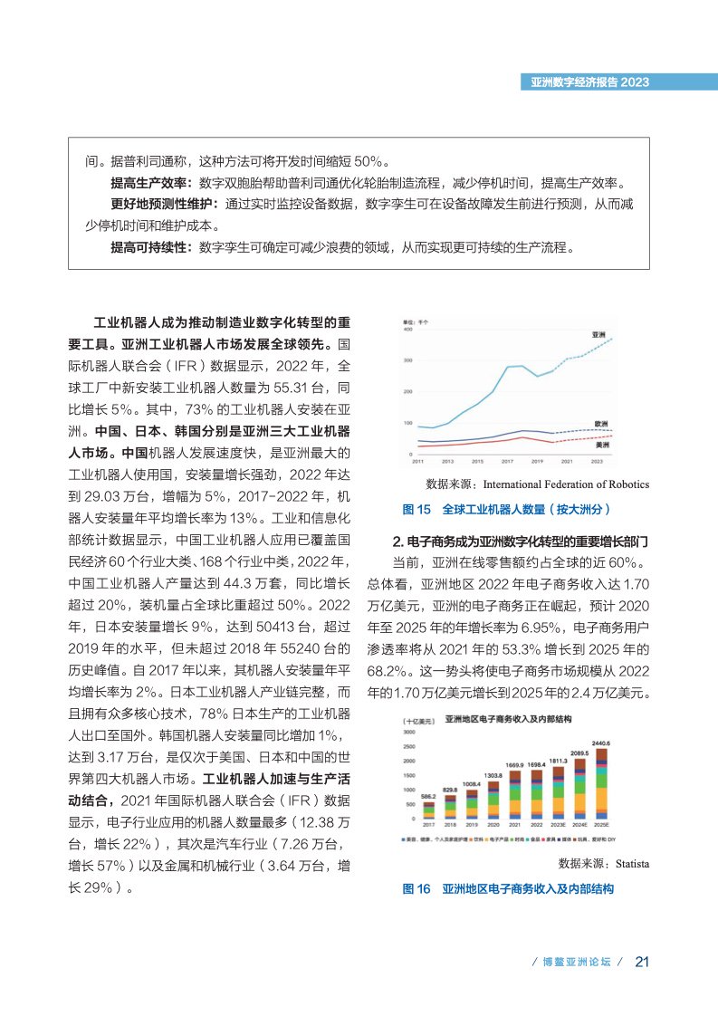 来源: 博鳌亚洲论坛，电子商 务和移动支付加速助力亚洲数字经济发展和效率变革，发展生态日臻完善。中国信息通信研究院