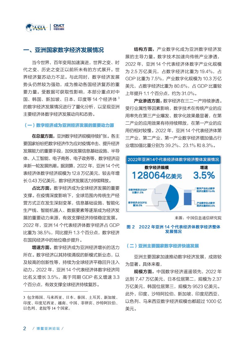 来源: 博鳌亚洲论坛，共同为数字经济发展提供连接和算力的算网基 础设施及智能化服务体系。技术产业方面，中国信息通信研究院
